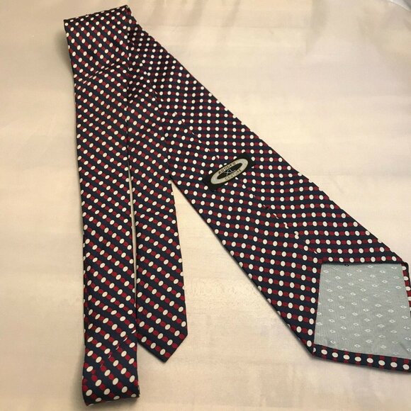 #1222 VTG Adolfo Couture X long polka dot print necktie - Picture 4 of 4